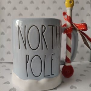 Rae Dunn Festive North Pole Mug with Candy Cane Spoon